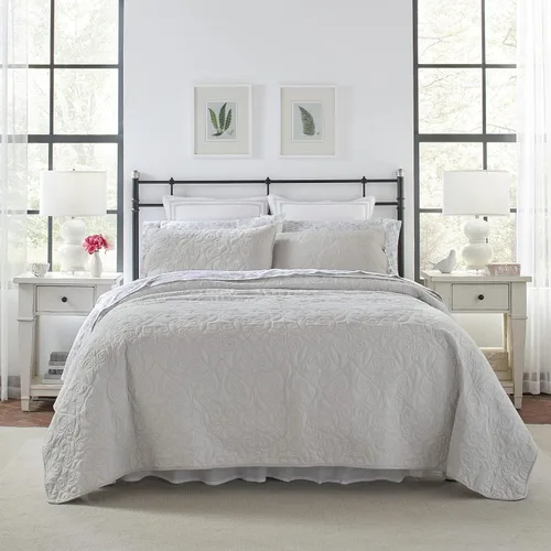 Miniatura 5 de Laura Ashley - Paquete de ropa de cama Twin, edredón reversible con funda a juego y juego de sábanas de percal de algodón, bolsillo profundo