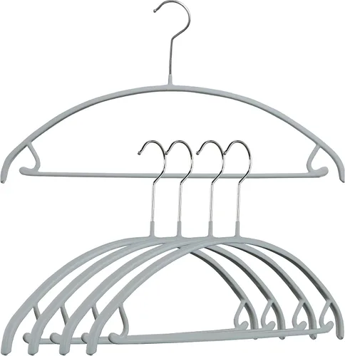 Mawa by Reston Lloyd - Percha de metal antideslizante, soporte de hombro suave con ganchos para falda/barra de pantalones, modelo 42-U, color Plata