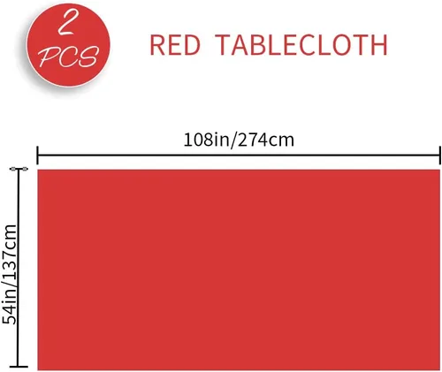 Miniatura 3 de Slergut Mantel de plástico rojo, paquete de 2 manteles rectangulares desechables rojos, para el día de la madre, boda, aniversario, fiesta