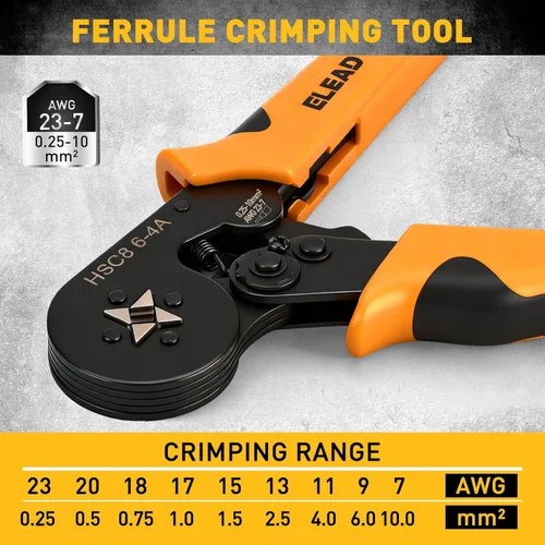 Miniatura 3 de Kit de herramientas de crimpado y pelado de virola de 1188 piezas, AWG 23-7 (0.25-10 mm²), pelacables automático con virolas de alambre, terminales