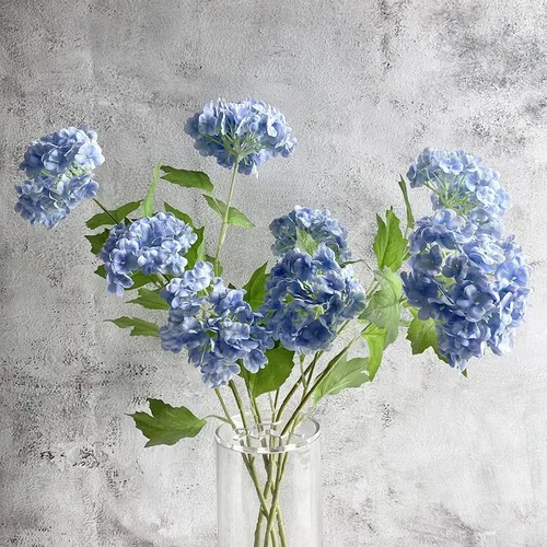 Miniatura 11 de YalzoneMet Bola de nieve artificial Viburnum 4 piezas de 26.8 pulgadas de color azul graduado, hortensias pequeñas, 2 cabezales, de látex natural