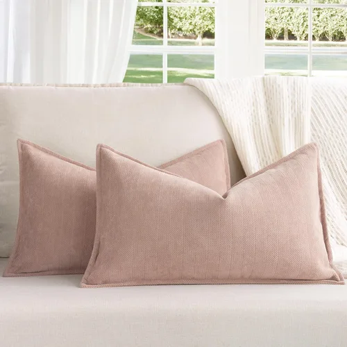 Miniatura 49 de ZWJD Fundas de Almohada para Lanzar de Color Rust 18x18 Juego de 2 Fundas de Almohada de Chenilla con Diseño Elegante Fundas de Almohada Decorativas