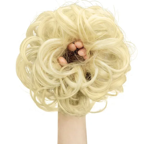 Miniatura 4 de Extensiones de cabello desordenado, coleta, peinado recogido, Moño, Mezcla de blanqueador negro y café.