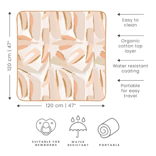Miniatura 3 de Toddlekind Alfombra Bonita y Práctica 100% Algodón Orgánico 47" x 47”, Reversible, Portátil, de Viaje, Portátil, para Interior/Exterior, para Cielos