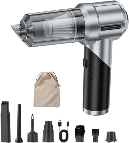 Aspiradora de Coche Plegable de Mano, 4 en 1, 18000 PA, Mini Aspiradora Portátil Inalámbrica, Soplador de Aire, Soplador de Aire de Alta Potencia