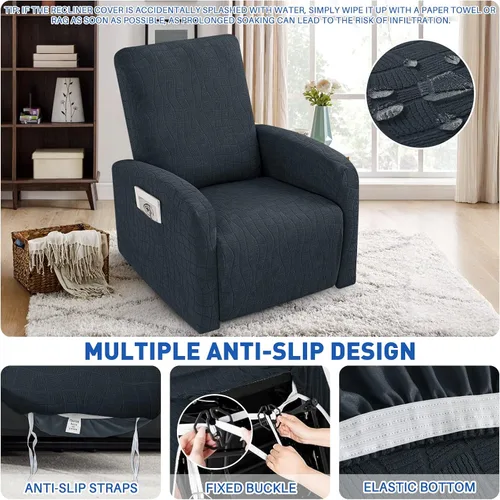 Miniatura 4 de MAXIJIN Fundas impermeables para sillas reclinables pequeñas de 3 piezas, fundas reclinables que se mantienen en su lugar, fundas reclinables Lazy