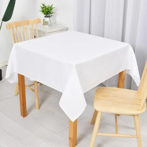 Miniatura 2 de Hiasan Mantel rectangular de lino sintético, resistente a las arrugas y a las manchas, mantel lavable para cocina, comedor, funda de mesa de Blanco
