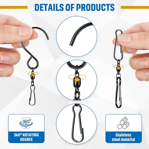 Miniatura 3 de Jetec 30 ganchos giratorios giratorios de viento de 360 grados, doble hilado, suministros de campanilla, ganchos giratorios para colgar con caja