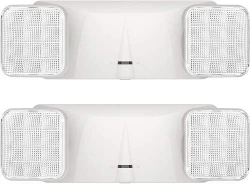 SPECTSUN - Paquete de 2 luces LED de emergencia blancas, luz LED de emergencia de cabeza cuadrada ajustable con batería, luz de emergencia