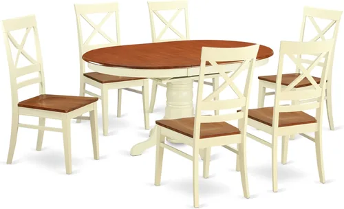 Miniatura 10 de East West Furniture AVQU5-BCH-W - Juego de comedor de 5 piezas para 4 personas, incluye una mesa de comedor ovalada con hojas de mariposa y 4 sillas