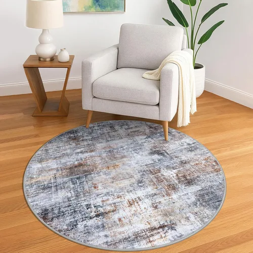 Miniatura 296 de IOHOUZE Alfombra pequeña abstracta de 2 x 3 pies, alfombra de entrada lavable para entrada interior, alfombras con respaldo de goma, alfombra gris