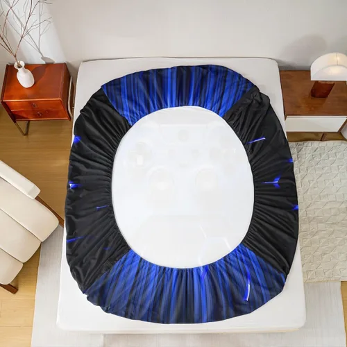 Miniatura 5 de Manfei Honeycomb - Juego de sábanas con diseño de mando de videojuegos tamaño Twin, juego de ropa de cama geométrica azul con controlador