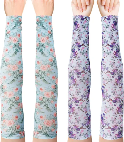 PAMASE Mangas de jardinería para mujer, 2 pares de fundas protectoras de jardín de granjero para exteriores, protección solar y UV, regalos Azul