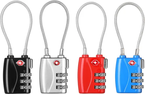 ZHEGE Candados de equipaje aprobados por la TSA, paquete de 4 candados para maleta, equipaje, mochila, estuche de pistola (varios colores)