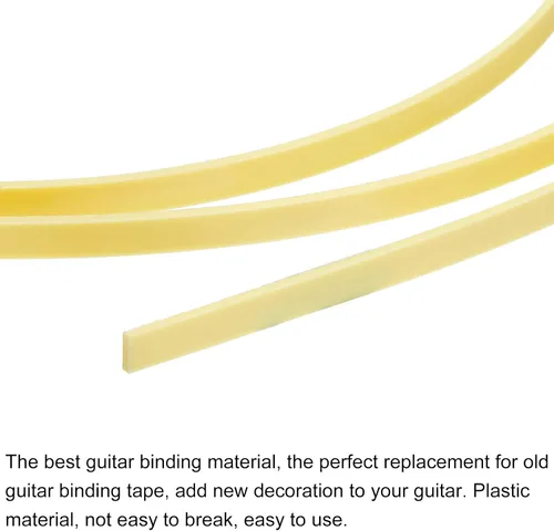 Miniatura 4 de MECCANIXITY Tira de Borde Decorativo de Plástico para Guitarra 1650x6x1.5mm para Guitarra Acústica Clásica Amarilla, Juego de 2 Amarillo