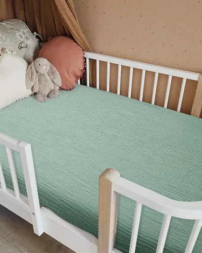 Miniatura 2 de Sábanas de cuna para niños y niñas, sábanas ajustables para cama de bebé y niño pequeño de 28" x 52", ropa de cama de colchón de cuna de muselina