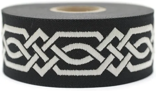 Miniatura 18 de Carrete de 10.9 yardas 0.79 pulgadas de ancho azul celta Claddagh bordado Jacquard Ribbon 20272