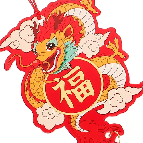 Miniatura 9 de VILLCASE 6 piezas de adornos de año nuevo chino 2024 año del dragón colgante tradicional de la suerte mascota zodiaco borla encanto para festival