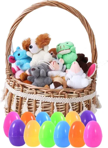 Miniatura 7 de Paquete de 24 huevos de Pascua rellenos con mini animales de peluche para niños, rellenos de cesta de Pascua, caza de huevos de Pascua, recuerdo