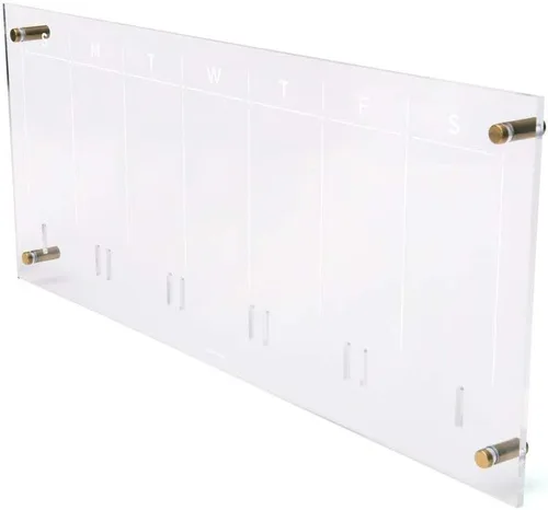 Miniatura 8 de russell+hazel Calendario mensual de pared acrílico, transparente y dorado, incluye marcadores de borrado en húmedo y accesorios de montaje, 24 x 24