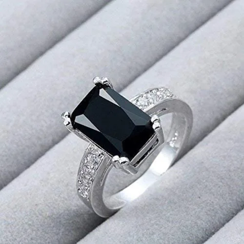 Miniatura 3 de Xiaomei Anillo de compromiso de boda de plata de ley 925 con circonita para hombre y mujer, talla 6-11