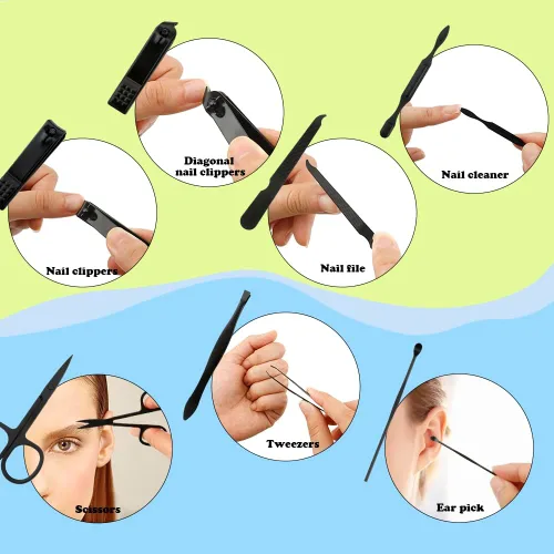 Miniatura 4 de Juego de manicura, cortaúñas, herramientas de cesta de Pascua, suministros de pedicura, cortaúñas para mujeres y hombres, cortaúñas de uñas 8 en 1