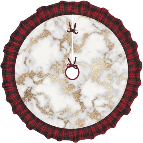Miniatura 50 de A Brood of Chickens - Falda de árbol de Navidad de 30 pulgadas con borde de cuadros búfalo rojos y negros, decoración para Feliz Navidad, casa