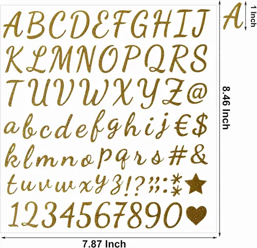 Miniatura 2 de 790 piezas de 10 hojas de calcomanías de letras de alfabeto de purpurina autoadhesivas para decoración de aula, decoración de gorra de graduación