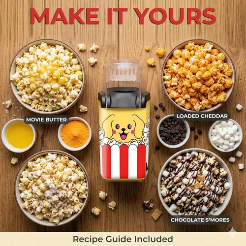 Miniatura 6 de Divertida máquina de palomitas de maíz, máquina de palomitas de maíz, eléctrica con bandeja de fusión de mantequilla, mini máquina eléctrica