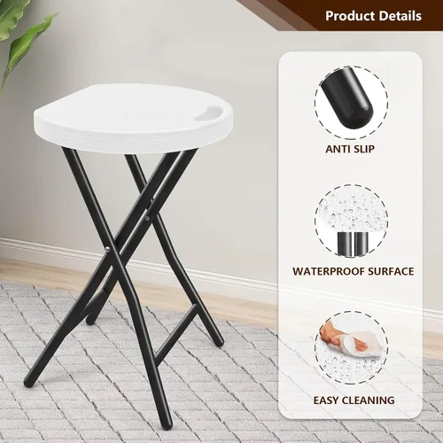 Miniatura 9 de TAVR Furniture Silla Plegable Portátil con Asa, Taburete Plegable Redondo de Servicio Pesado con Capacidad de 500 Libras para Adultos, Taburete