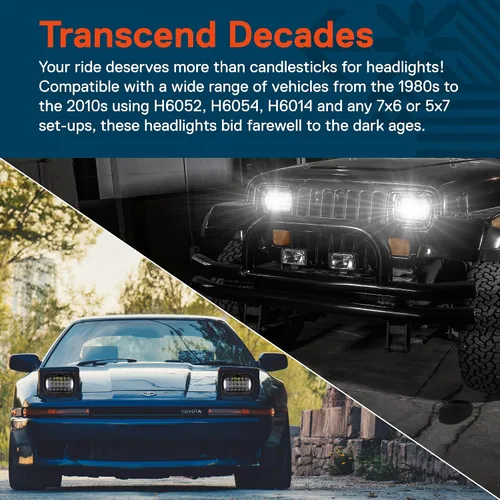 Miniatura 5 de TRUE MODS 7x6 5x7 H6054 Faros LED negros H4 2B1 Reemplazo de haz sellado Lámpara de cabeza para Jeep Wrangler YJ Cherokee XJ Chevy Express Ford