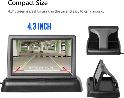 Miniatura 3 de 4.3 pulgadas pequeño mini digital abatible pantalla de monitor plegable para coche camión vehículo vista trasera kits de estacionamiento invertido