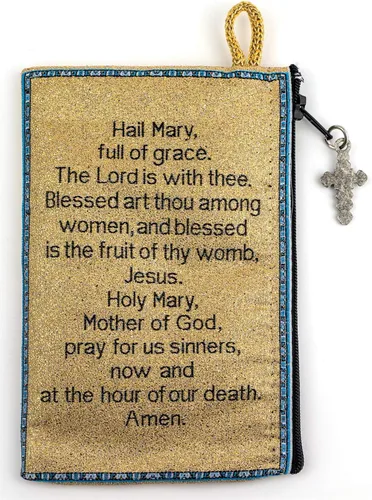 Miniatura 3 de TREE OF LIFE REV. 2214 Bolsa de rosario católico, Virgen María y el niño y oración de Ave María, joyería de 4 x 6 pulgadas y monedero con cruz