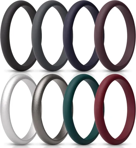 Miniatura 24 de ThunderFit - Realzadores de anillos de silicona delgados y apilables para mujer, alianzas de boda de silicona, 2.5 mm de ancho y 2 mm de grosor