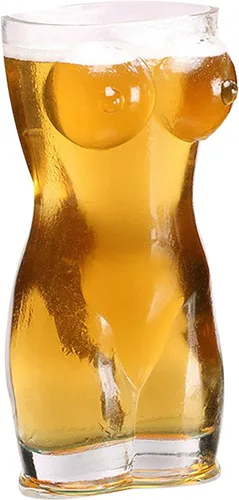 Tazas de vidrio de cerveza de 24 onzas para congelador, vasos de vidrio transparente sexy desnuda, vasos de bar únicos, copas de vino de cuerpo