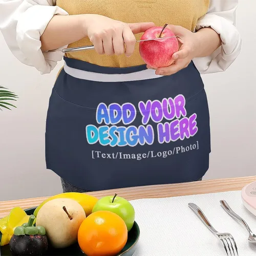 Miniatura 104 de AXKEUDO Delantal personalizado con bolsillos, delantales de cintura para camarera para cocinar en casa, restaurante, servir trabajo