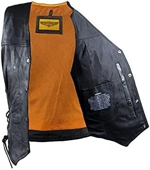 Miniatura 3 de Dream - Chaleco de cuero para mujer, 7 bolsillos, bolsillos laterales, bolsillo para pistola en el interior, regular, Regular