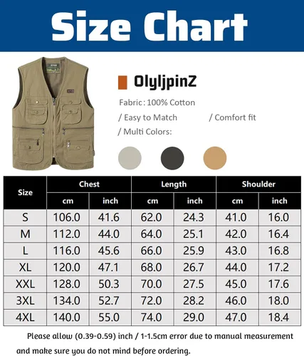 Miniatura 6 de Chaleco de pesca para hombre con múltiples bolsillos, sin mangas, chaleco de caza, safari, viajes, al aire libre, chaleco casual