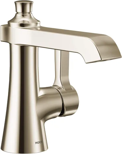 Miniatura 13 de Moen Grifo de baño Flara de oro cepillado con un solo orificio con ensamblaje de drenaje, S6981BG