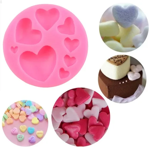 Miniatura 4 de 4 moldes de silicona con forma de corazón, 8 tamaños para decoración de galletas, pasteles, pasteles, chocolates