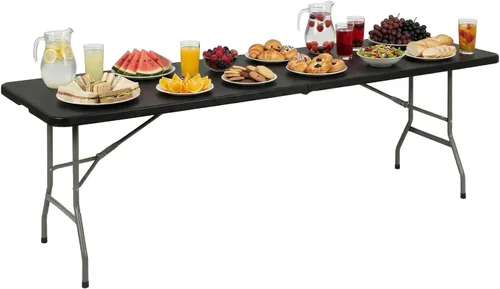 Miniatura 20 de BestOffice Mesa de picnic plegable de 4 pies, mesa de plástico para campamento, cerradura de mesa plegable para eventos de fiesta, color marrón