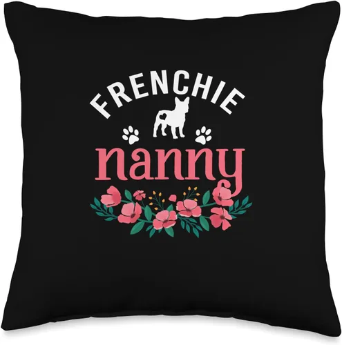 Floral French Bulldog Matching Mother's Day Gifts Frenchie Nanny Gifts - Almohada de Navidad para mujeres, amantes de los perros y mascotas, 16 x 16