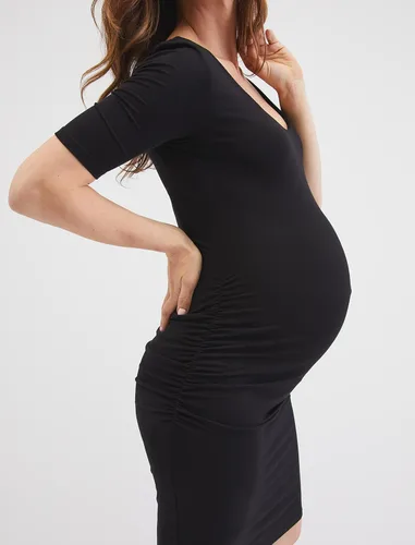 Miniatura 3 de Motherhood Maternity Vestido de camiseta de maternidad con manga codada lateral para mujer