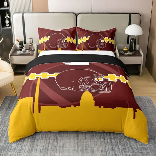 Miniatura 8 de Erosebridal Juego de funda de edredón de fútbol 100% algodón, para niños y niñas, funda de edredón, juegos de cama de rugby con 1 funda de almohada