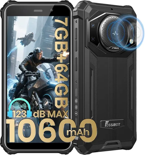 Miniatura 10 de FOSSIBOT F101P Android 13 Teléfono inteligente resistente, 7 GB+64 GB /1 TB Teléfono de llamada resistente 10600 mAh Teléfono desbloqueado 123dB Rojo