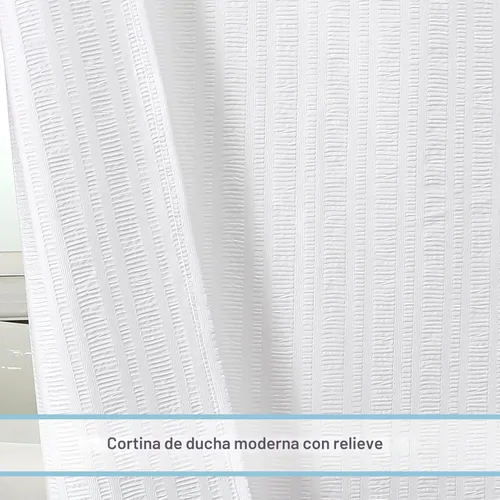 Miniatura 2 de Aiyufeng Moga - Cortina para ducha blanca con textura en relieve, cortina de tela para baño - Tela suave y lujo de spa hotelero, impermeable, Blanco