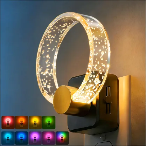 Miniatura 10 de DORESshop Luces nocturnas LED enchufables a la pared, luz nocturna regulable de 3 niveles, luz nocturna decorativa de burbujas, sensor de atardecer