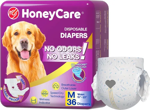 Miniatura 8 de HONEY CARE Pañales desechables para perros XL, tamaño mejorado, 12 unidades, súper absorbentes, transpirables, con indicador de humedad
