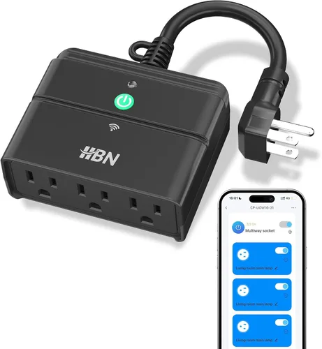 Miniatura 11 de Enchufe WiFi inteligente para exteriores, temporizador Wi-Fi resistente HBN con una toma de tierra, control remoto inalámbrico por aplicación