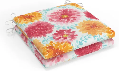 Miniatura 26 de Pillow Perfect Cojín floral brillante para silla de interior/exterior con lazos, 2 unidades, 15.5 x 18.5 pulgadas, azul/naranja Marlow